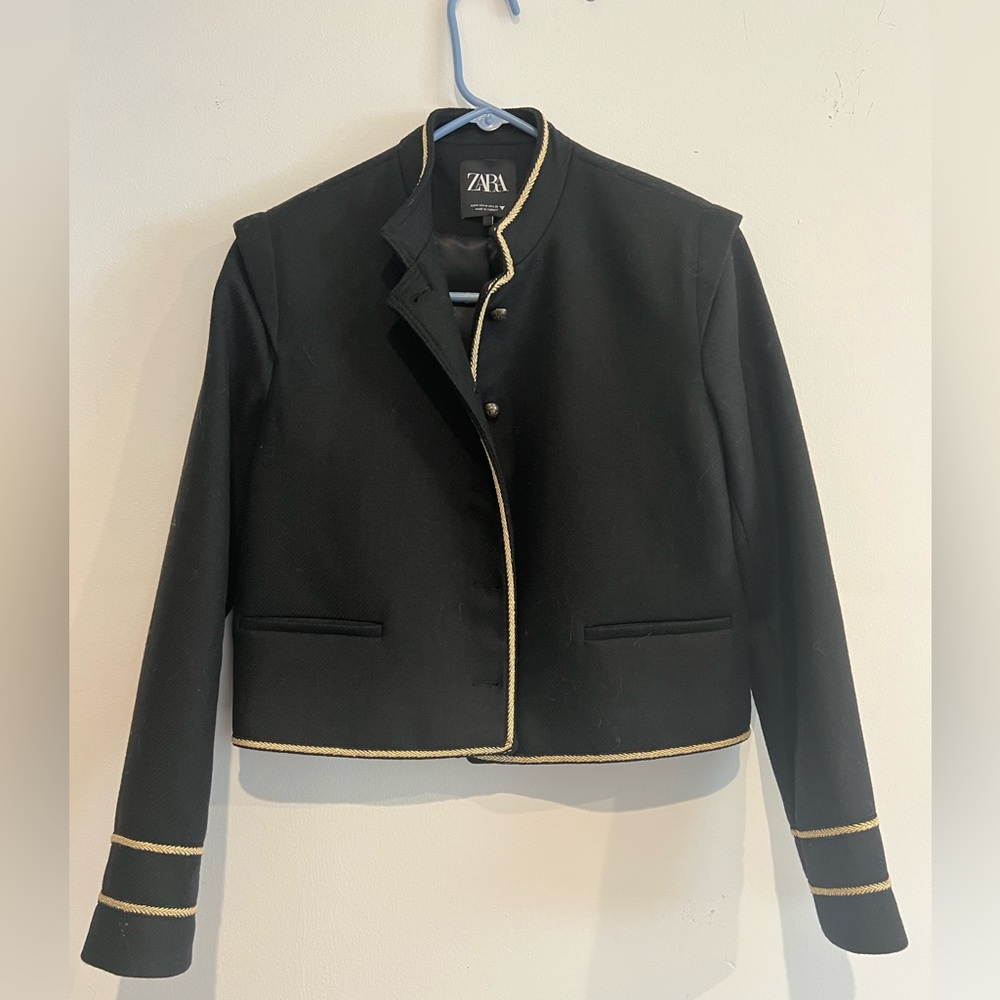 COPY - ZARA Cropped Jacket With Gold Details